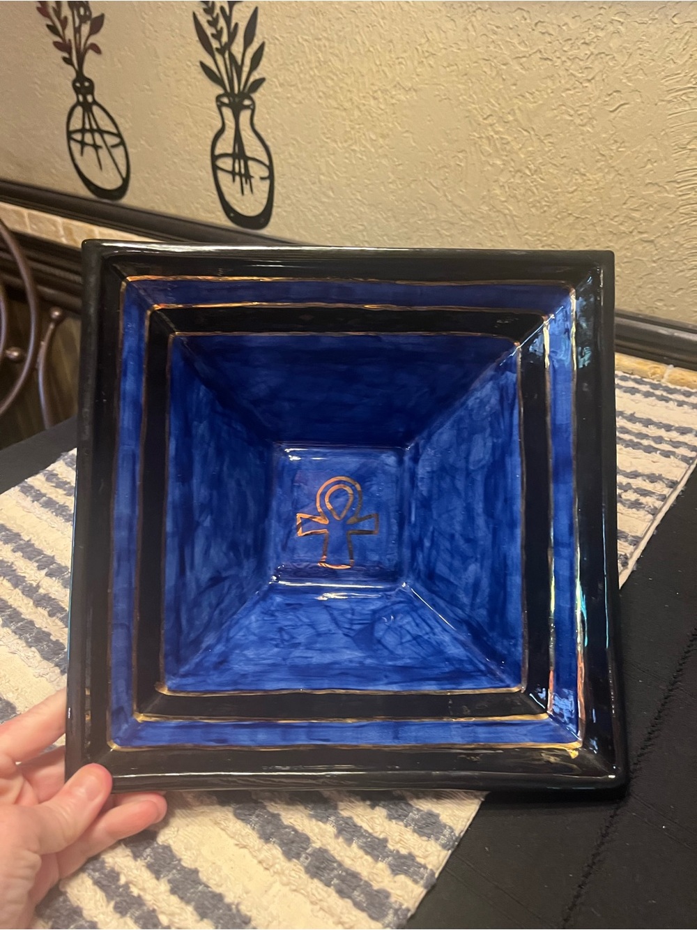 Vintage Cobalt Blue Handmade Square Dish - Picture 6 of 9
